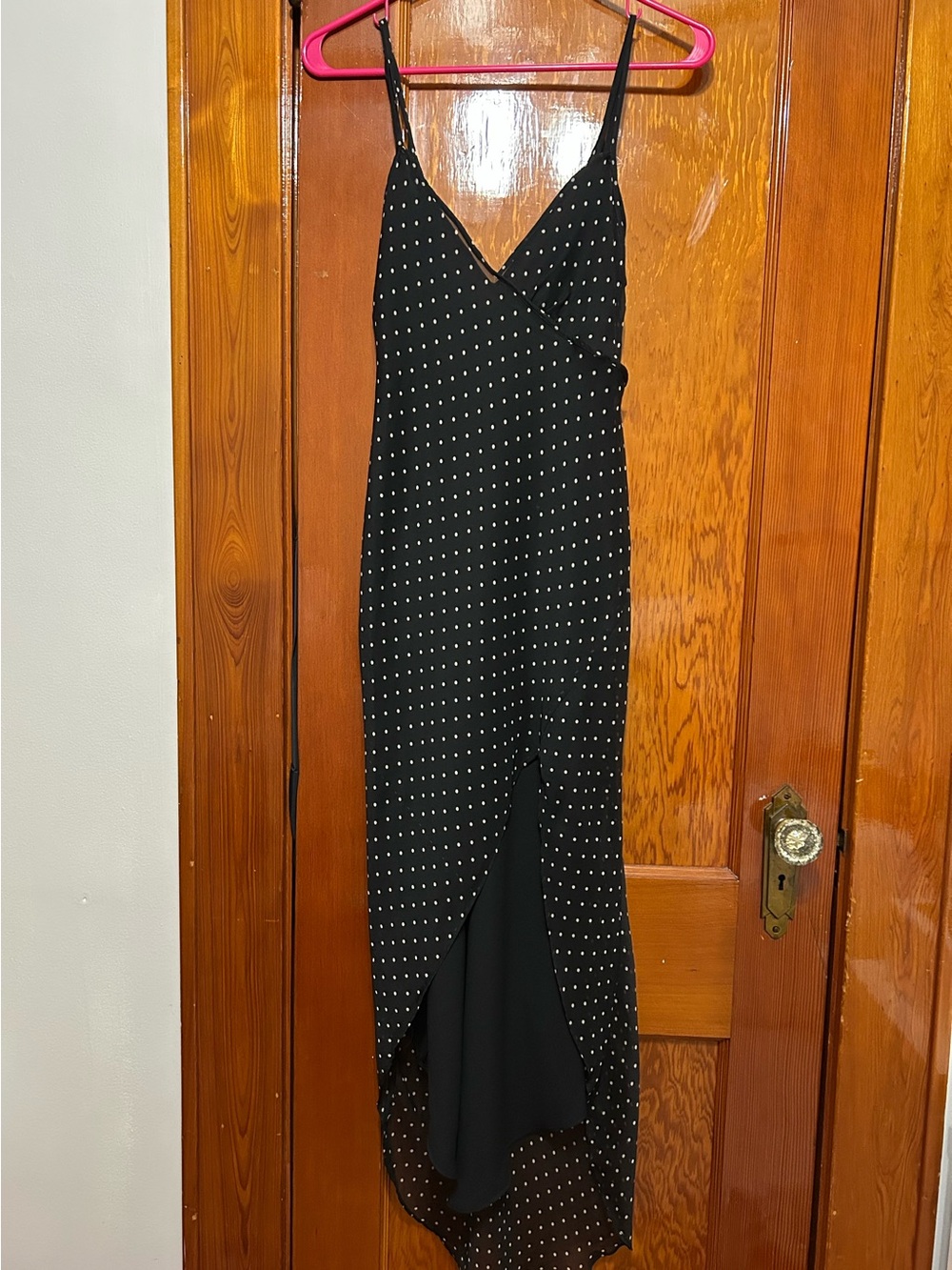 Mango Black Polka Dot High-Low Slip Dress